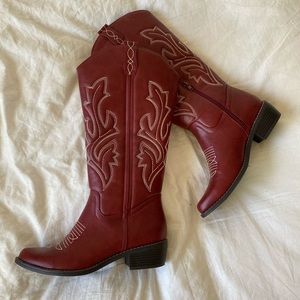 Red Knee High Cowboy Boots